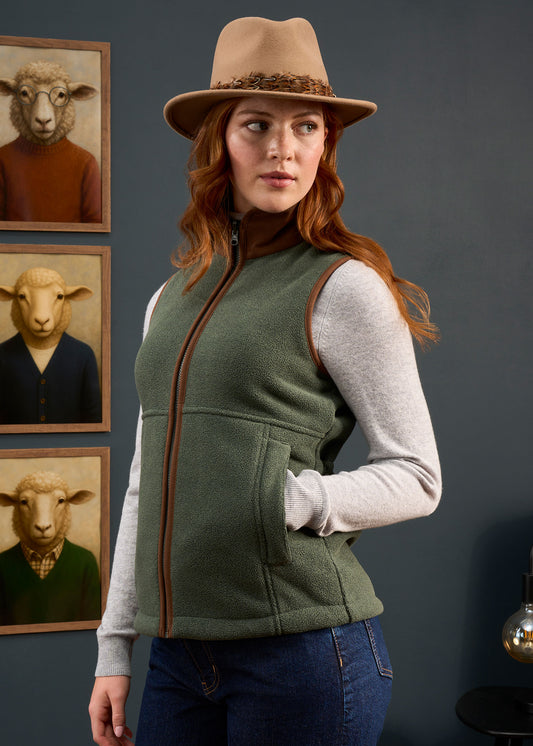 Gilet in Pile da Donna Aylsham Color Verde Cedro - Vestibilità Classica

