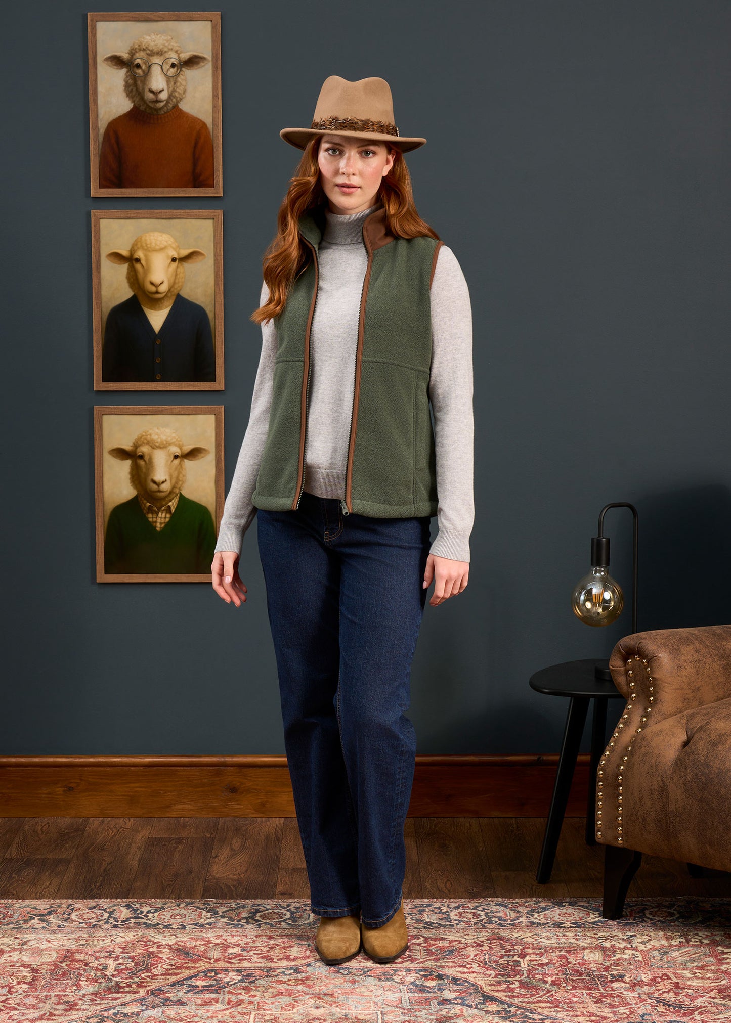 Gilet in Pile da Donna Aylsham Color Verde Cedro - Vestibilità Classica
