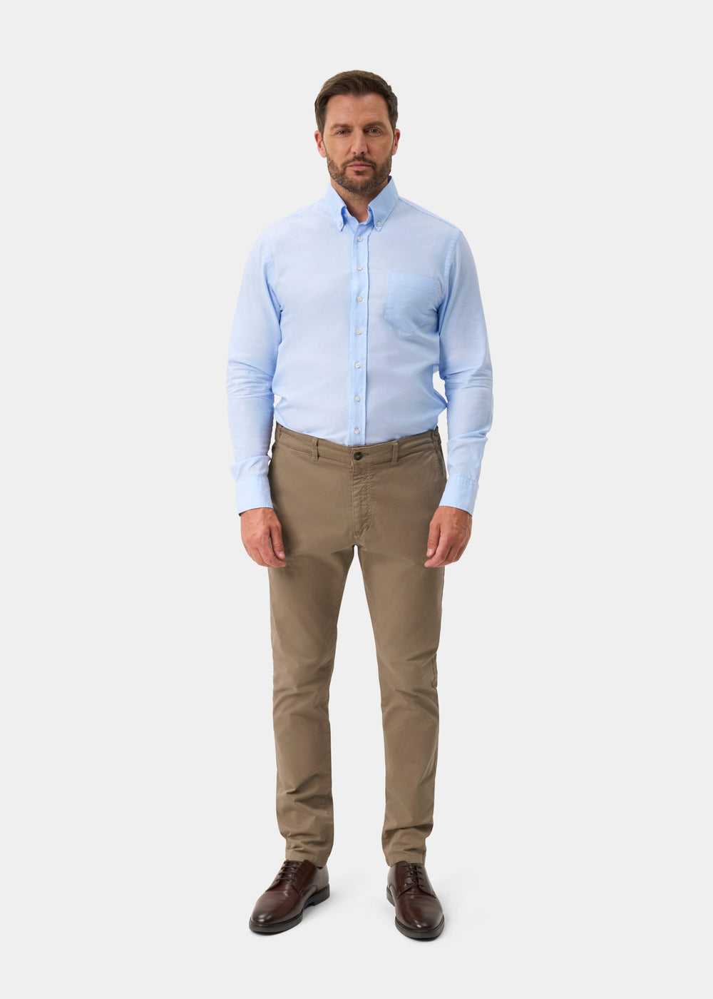 Men's Cotton Button Through Shirt In Blue - Regular Fit