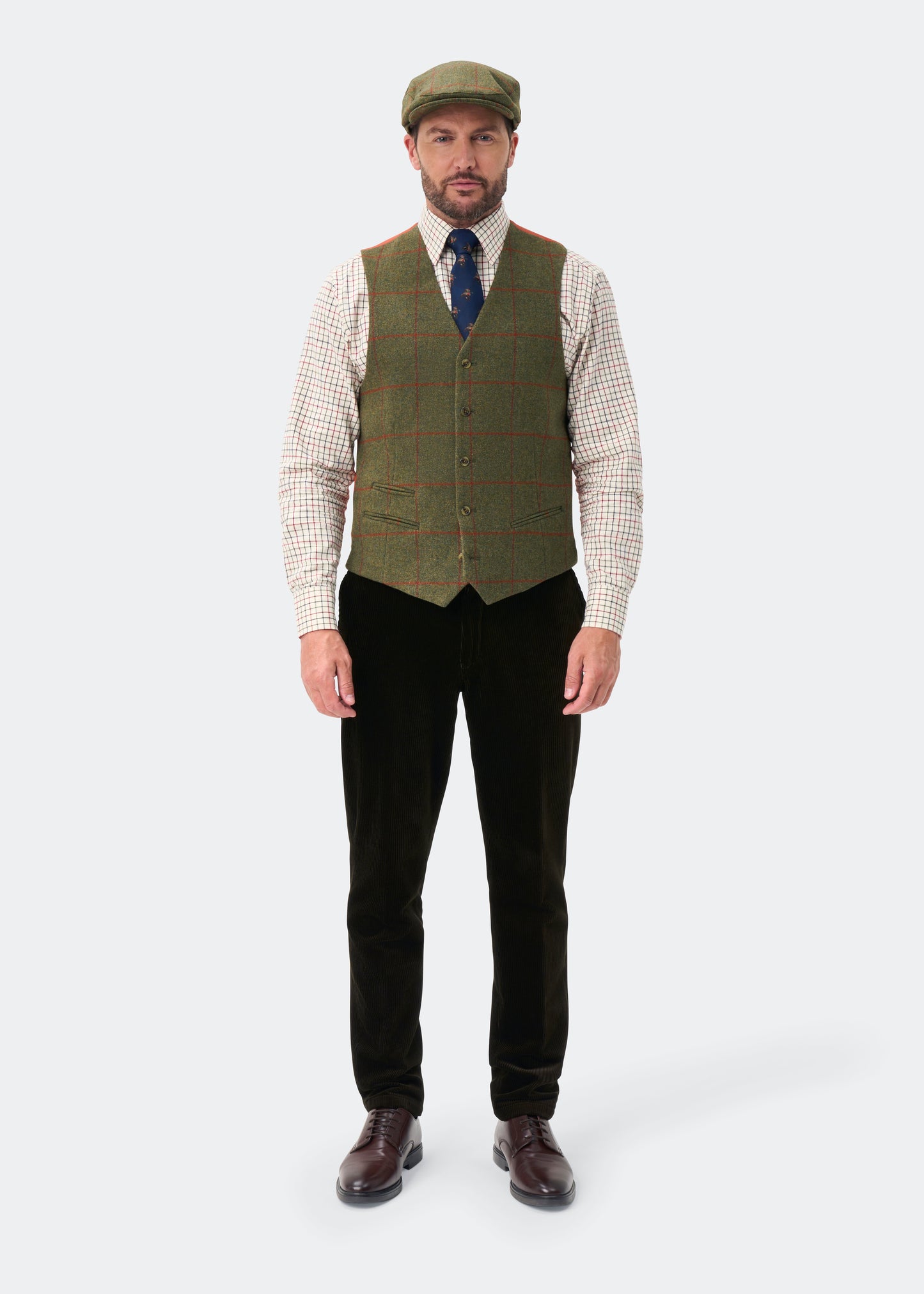 Combrook Men's Tweed Water Repellent Lined-Back Waistcoat in Reed  -  Regular Fit
