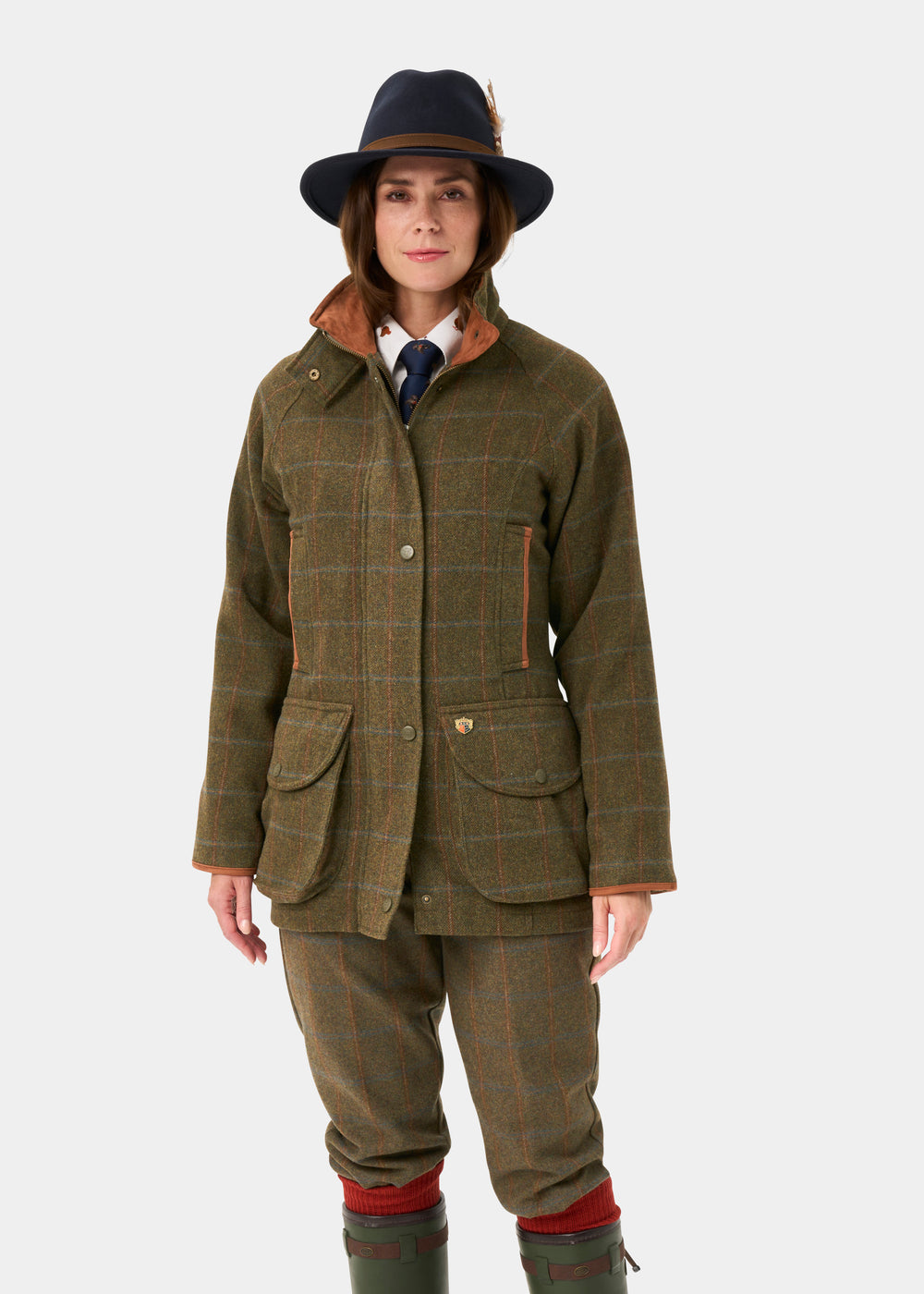 Combrook Ladies Tweed Waterproof Shooting Coat in Willow  -  Shooting Fit