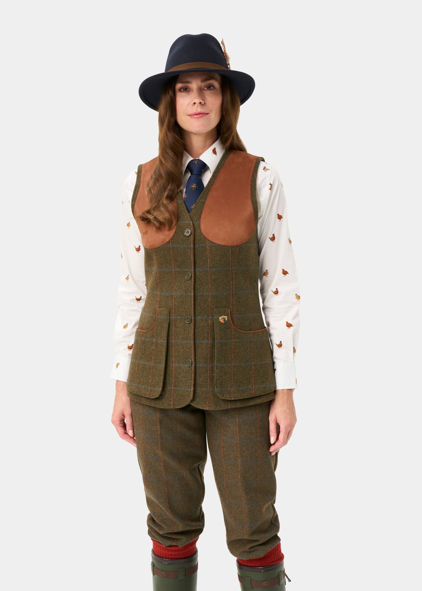Combrook Ladies Tweed Water Repellent Shooting Waistcoat in Willow  -  Regular Fit