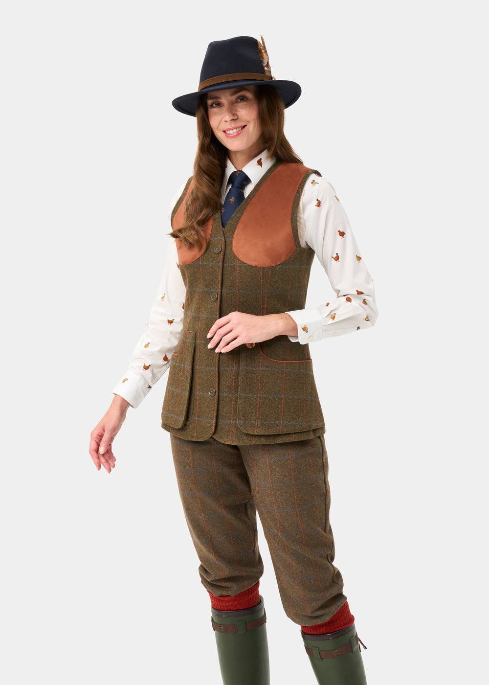 Combrook Ladies Tweed Water Repellent Shooting Waistcoat in Willow  -  Regular Fit