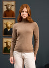 Clara Ladies Wool and Cashmere Roll Neck Jumper In Pecan