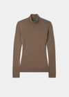 Clara Ladies Wool and Cashmere Roll Neck Jumper In Pecan