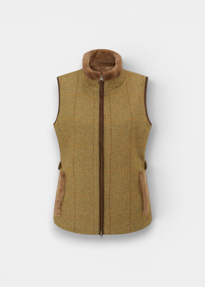 Combrook Ladies Tweed Water Repellent Gilet in Grove  -  Regular Fit