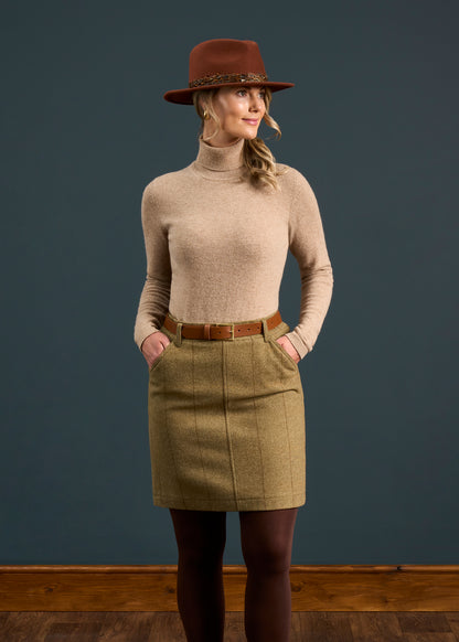 Combrook Ladies Tweed Skirt 49cm In Grove