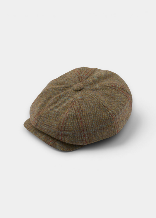 Combrook Ladies Tweed Water Repellent Cap in Laurel, regular fit, shown on a white background with red accents.