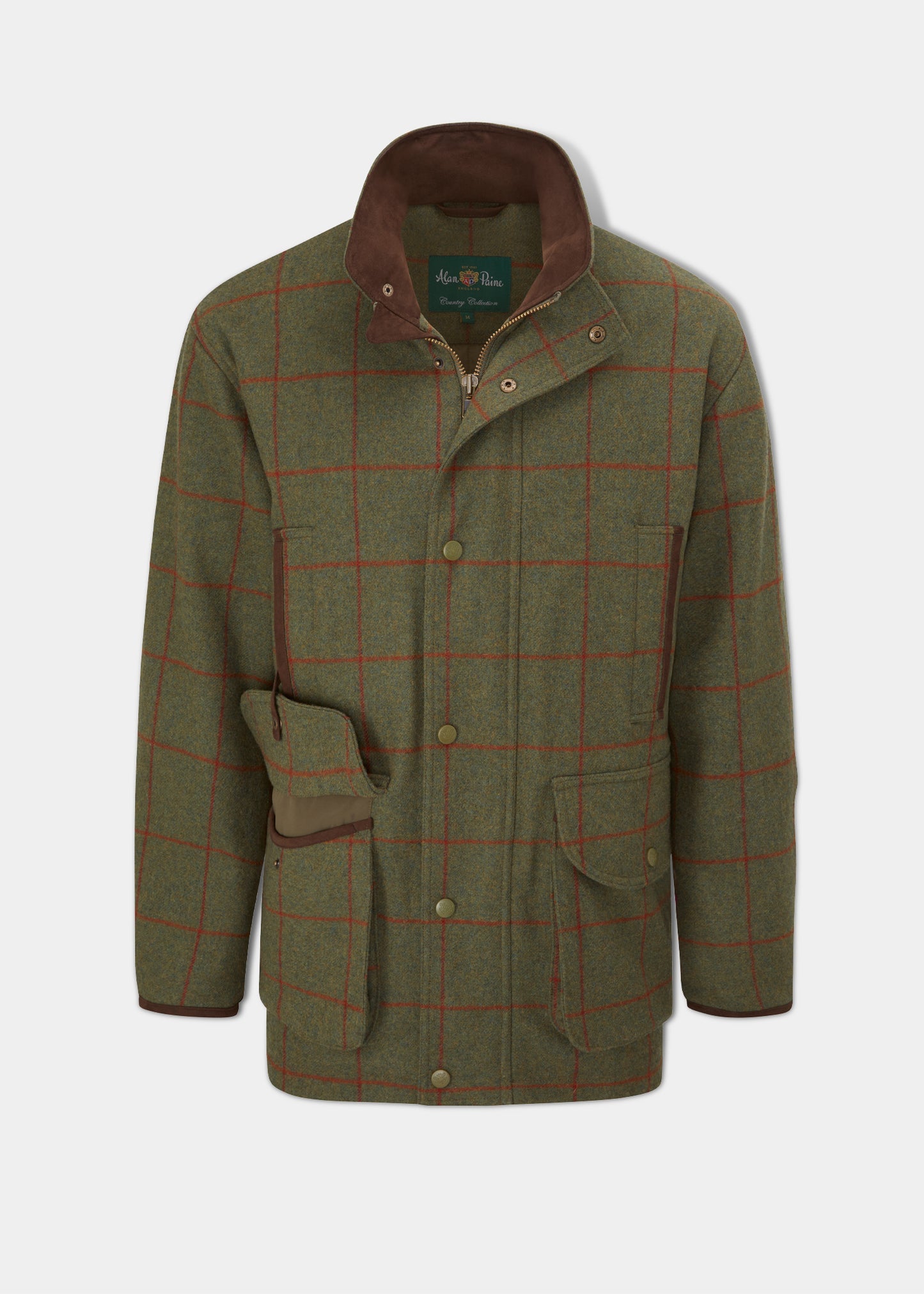 Combrook - Giacca da Caccia in Tweed da Uomo Color Verde canna - Vestibilità da Tiro
