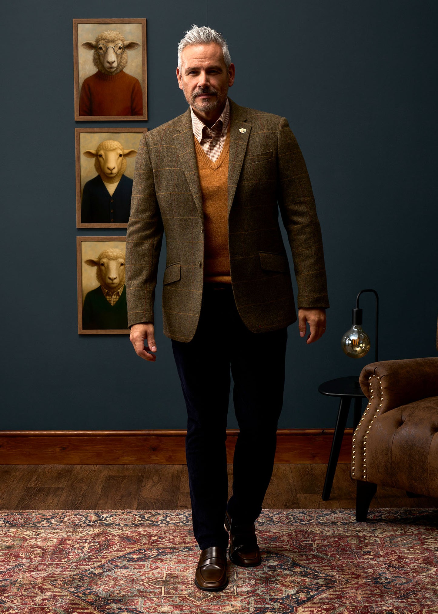 Blazer sportivo in tweed da uomo Combrook in teak - Vestibilità regolare