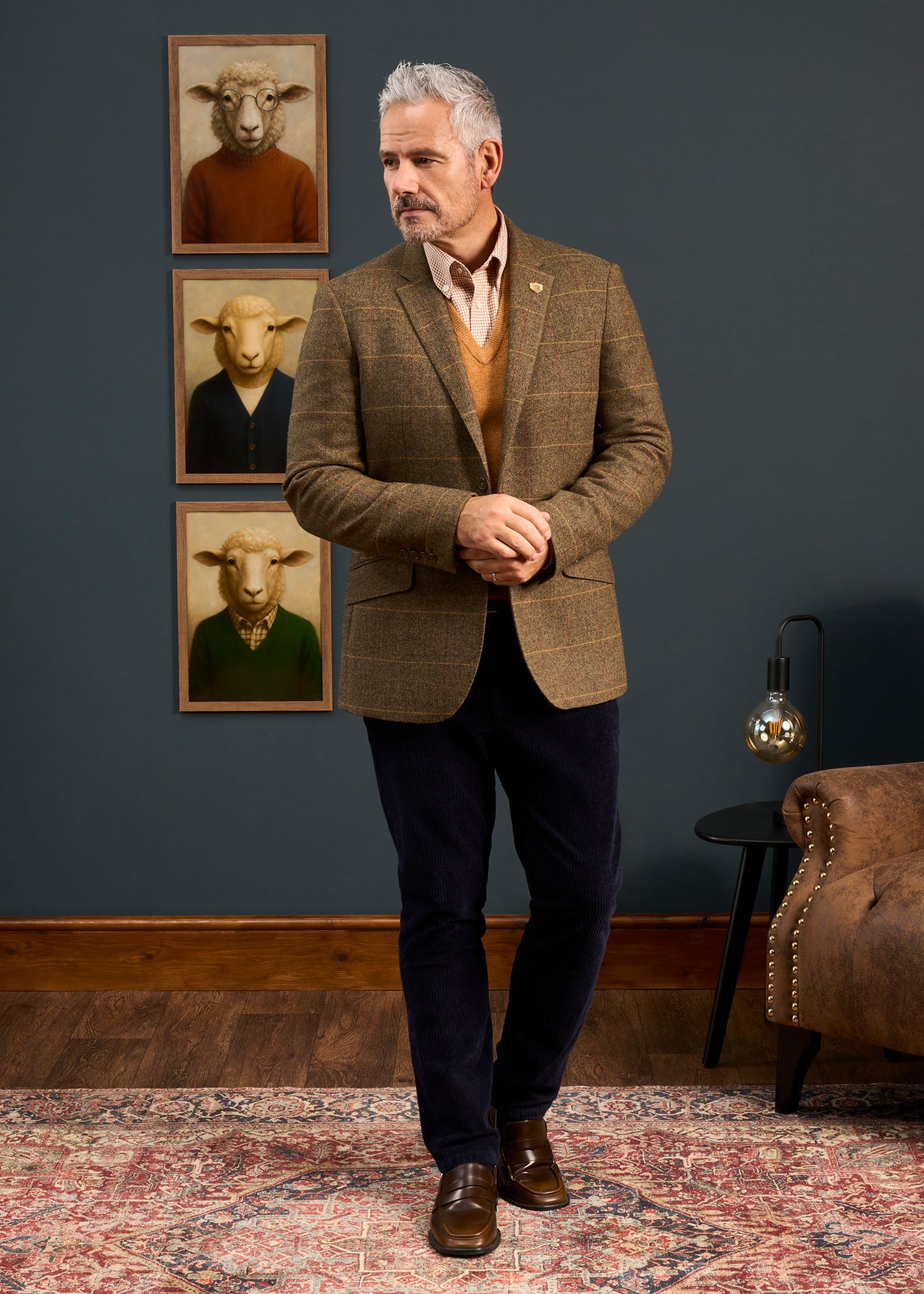 Blazer sportivo in tweed da uomo Combrook in teak - Vestibilità regolare