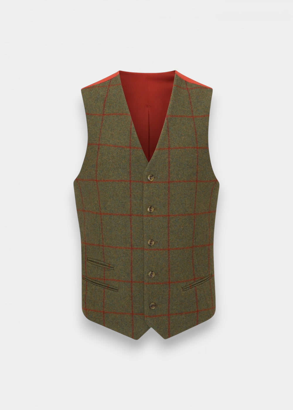 Combrook Men's Tweed Water Repellent Lined-Back Waistcoat in Reed  -  Regular Fit