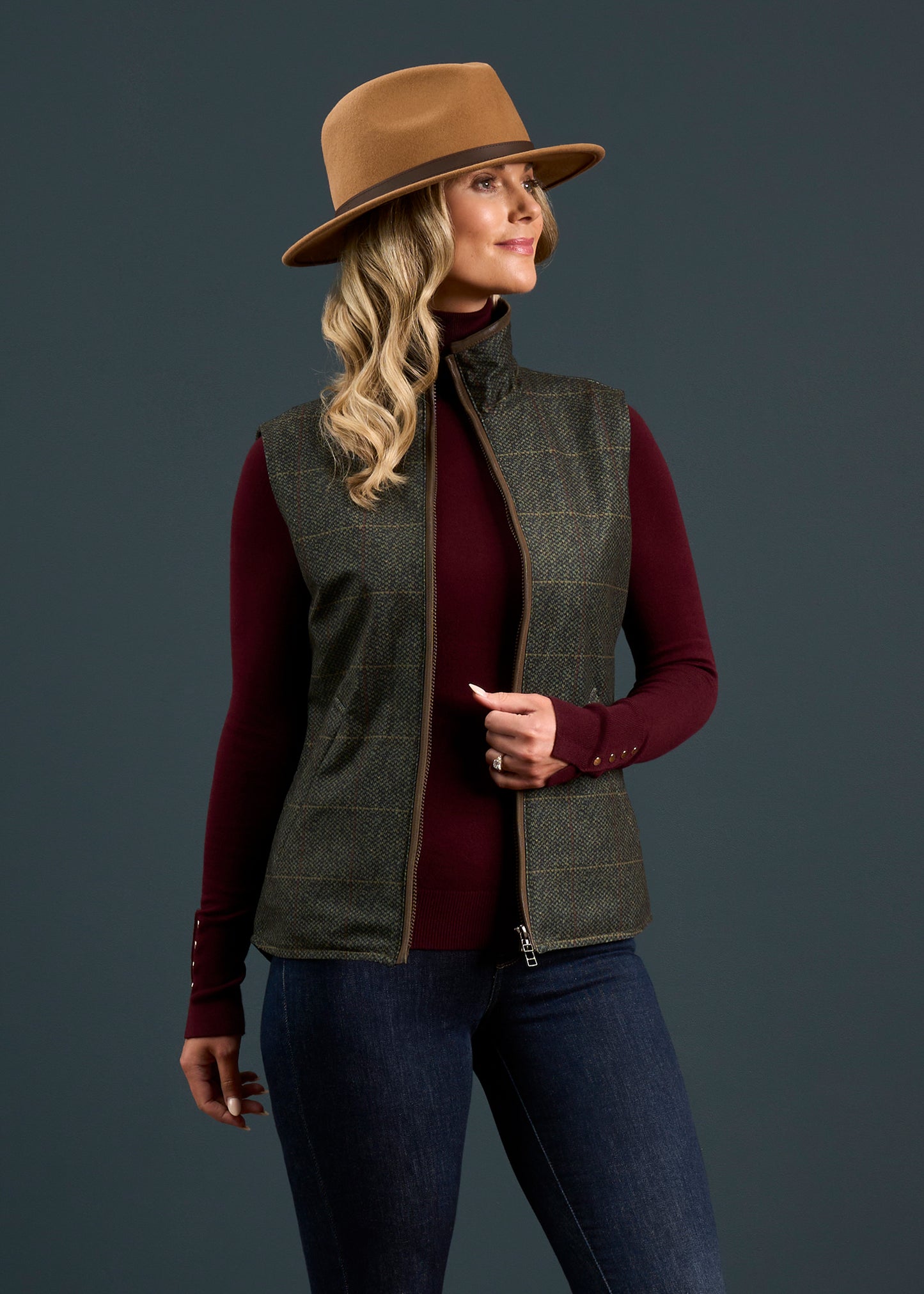 Gilet Didsmere da Donna in Tweed Tecnico Color Mirto - Vestibilità Regolare
