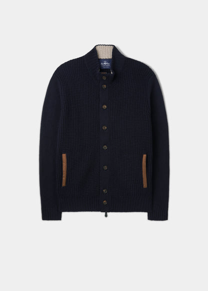 Duchally Men's Waffle Stitch Wool Jacket Navy