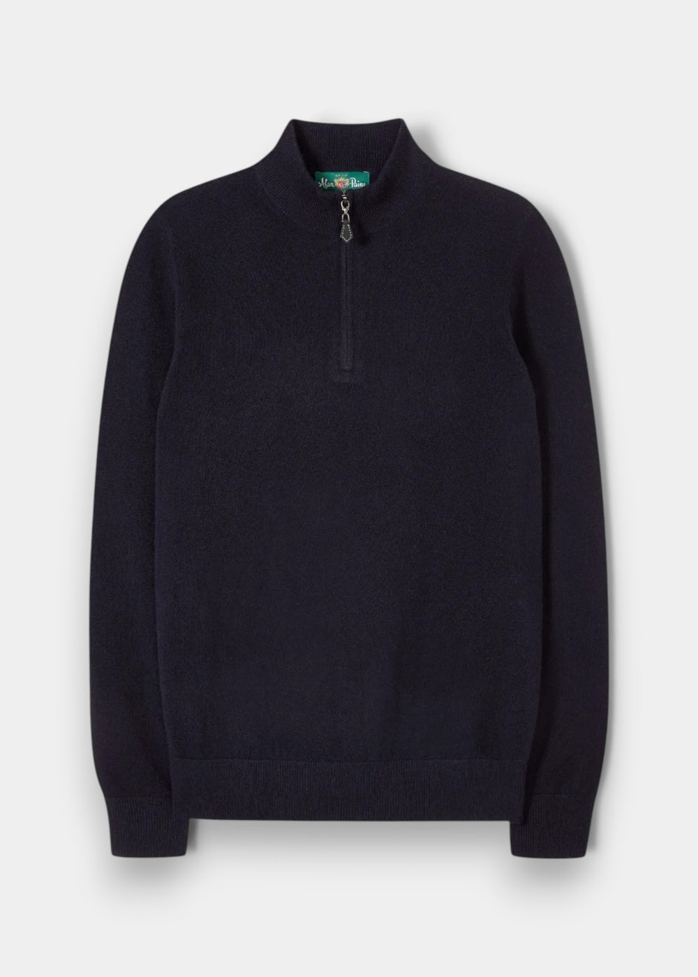 Cairns Geelong Wool Quarter Zip Jumper In Dark Navy - Regular Fit