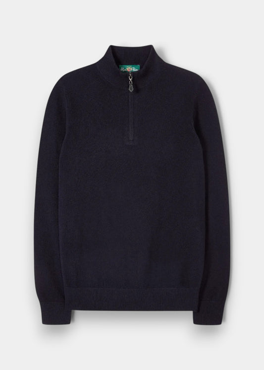 Cairns Geelong Wool 1/4 Zip Jumper in Dark Navy - Regular Fit