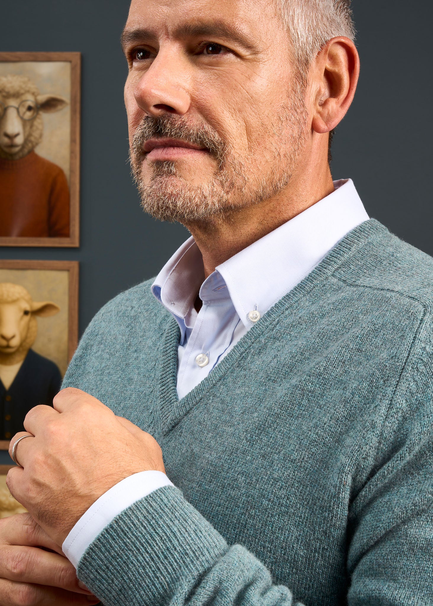 Hampshire Lambswool Jumper in Caspian