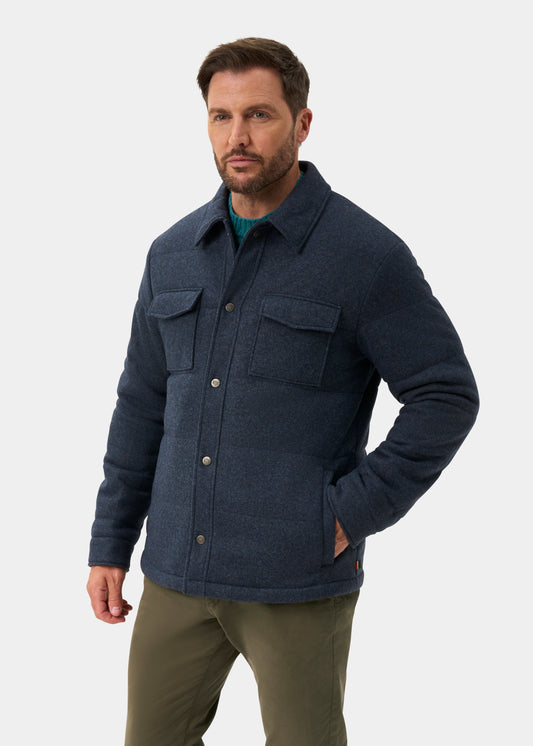 Richmond Men's Knitted Quilted Shacket In Navy