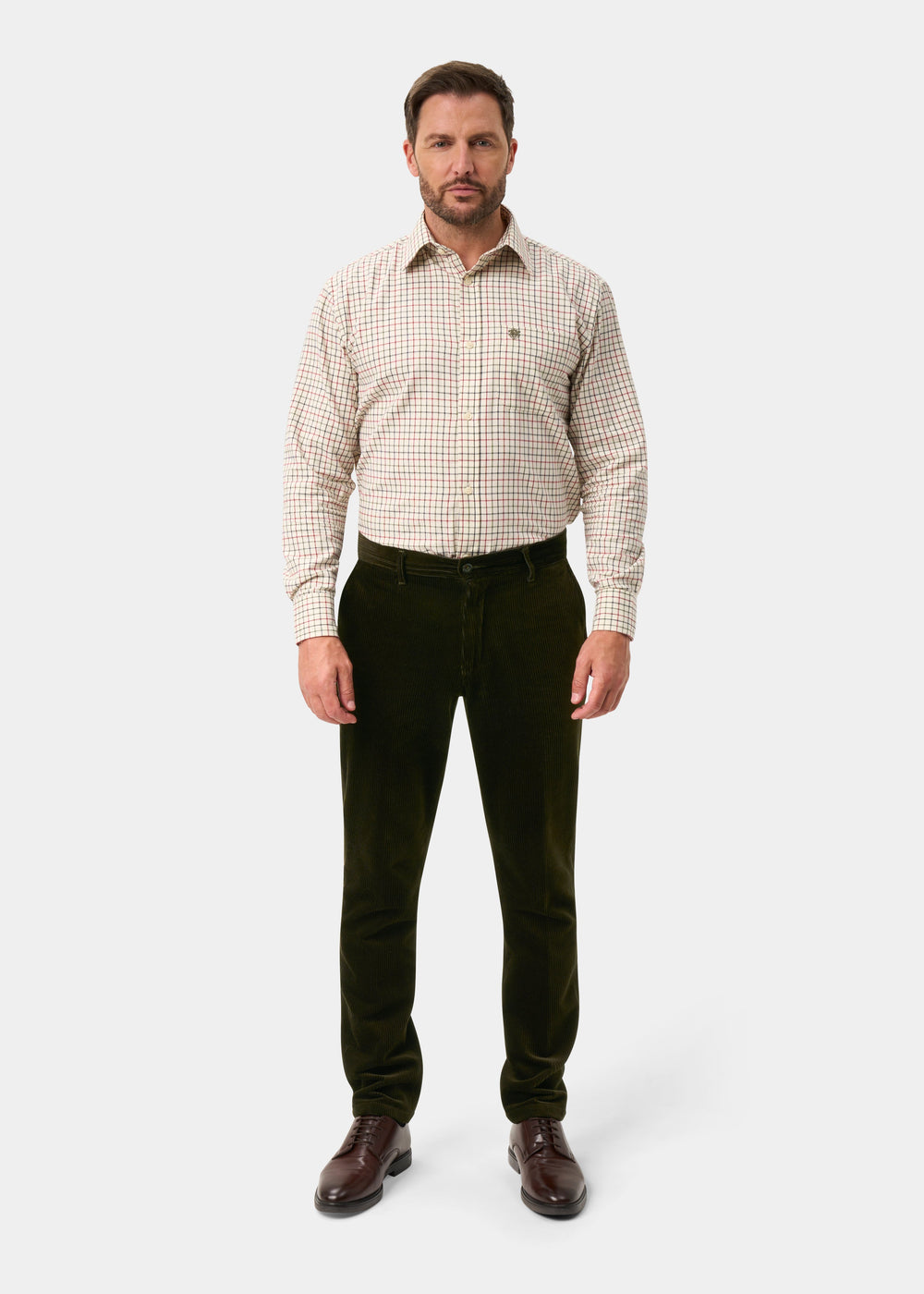 Mossbury Men's Cotton Cord Trousers In Olive