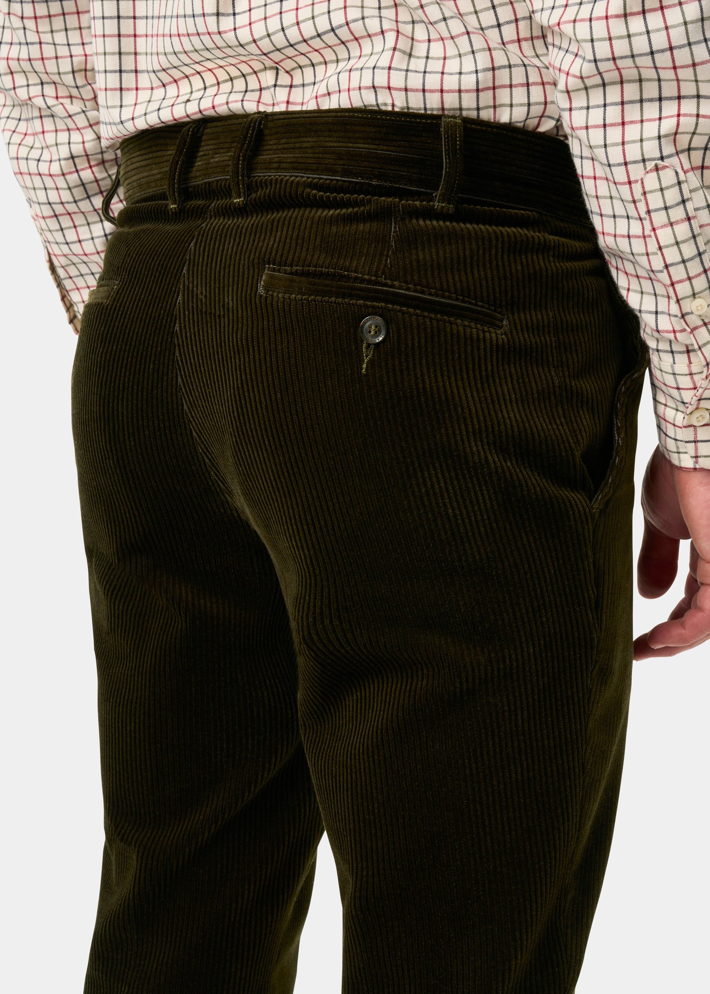 Men's Cotton Cord Trousers In Olive