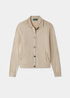 Ladies Cotton Cashmere Collared Cardigan in Beige