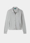 Ladies Cotton Cashmere Collared Cardigan in Light Grey