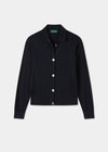 Ladies Cotton Cashmere Collared Cardigan in Navy