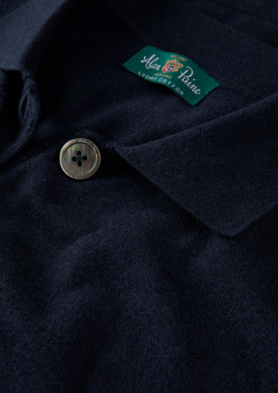 Ladies Cotton Cashmere Collared Cardigan in Navy