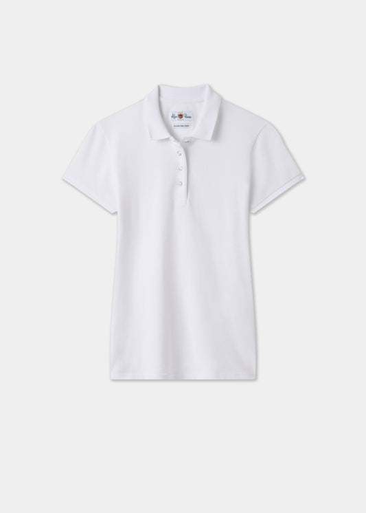Ladies Cotton Pique Polo Shirt in White
