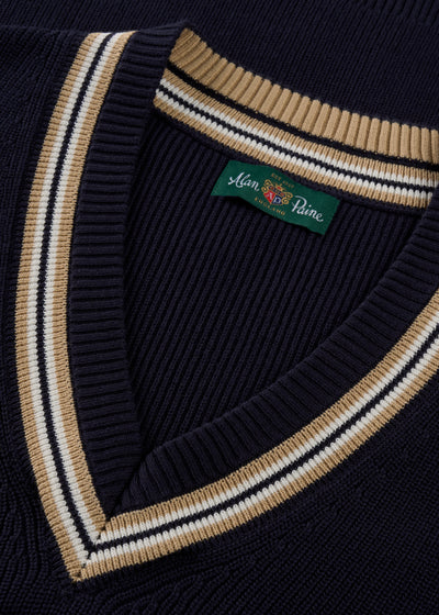 Ladies Cotton Cricket Slipover In Navy