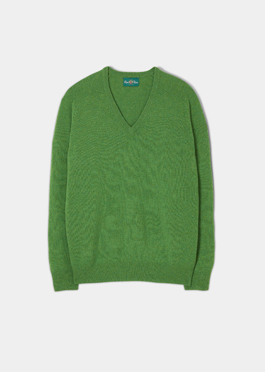 Maglione da uomo in lana d'agnello con collo a V in palmo - Vestibilità classica