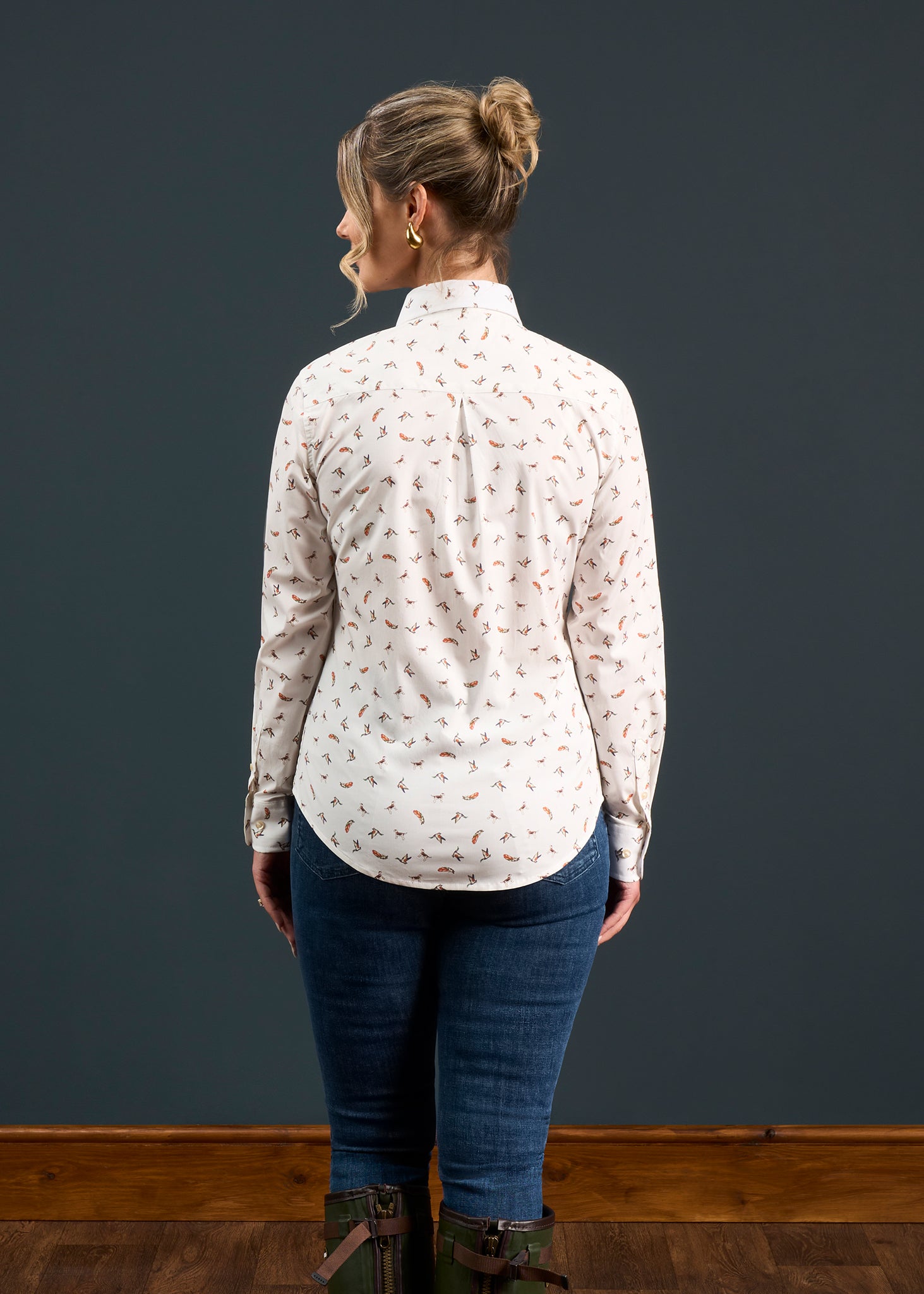 Lawen Ladies Printed Cotton Shirt - Dog & Duck Design