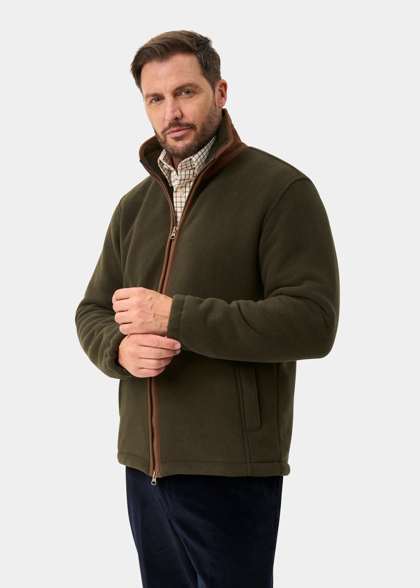 Aylsham Men's Fleece Windblock In Green - Regular Fit