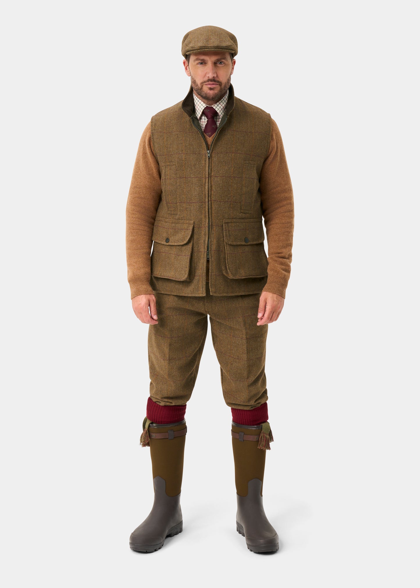 Rutland Men's Tweed Water Repellent Shooting Waistcoat in Birch -  Shooting Fit