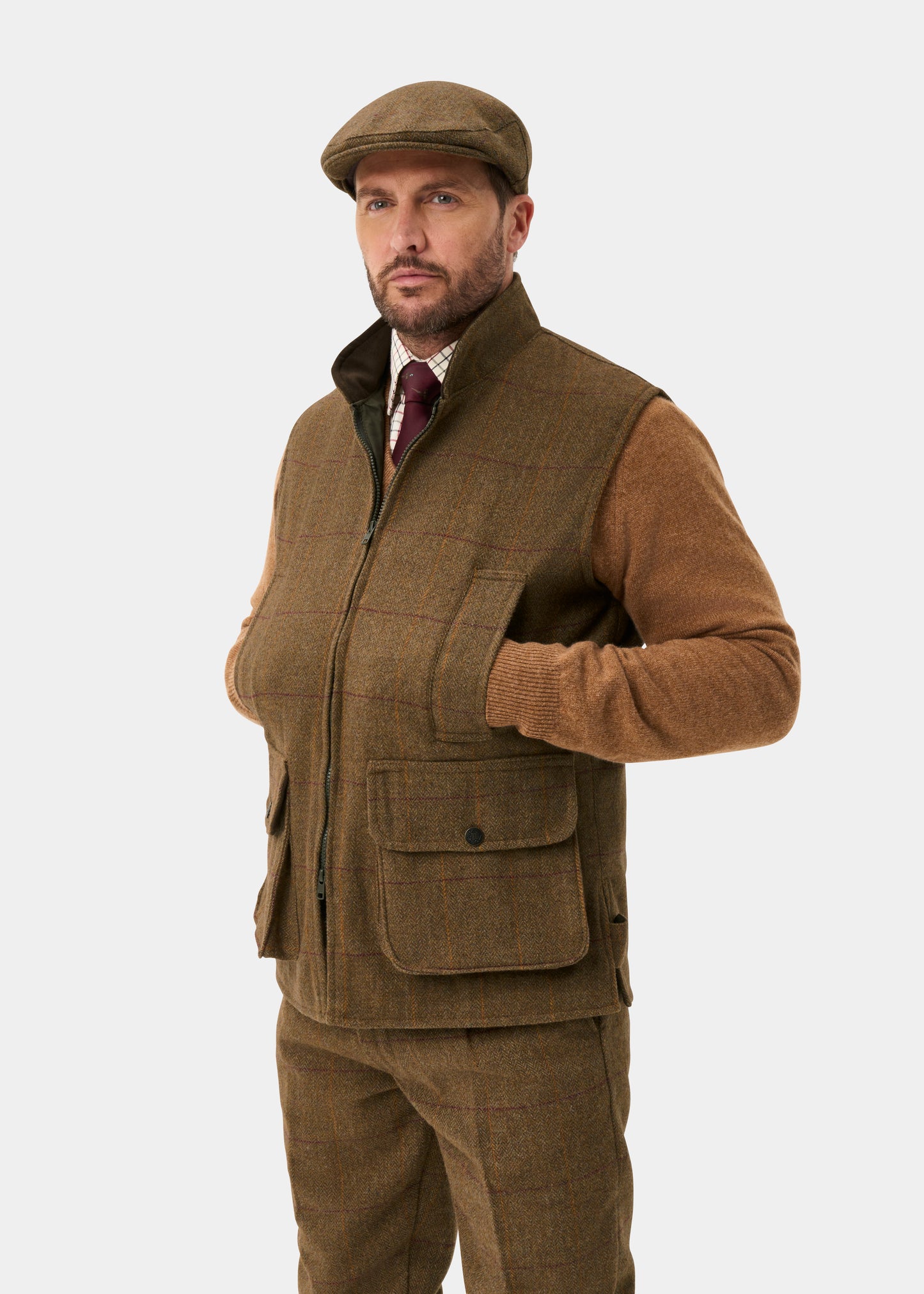 Rutland Men's Tweed Water Repellent Shooting Waistcoat in Birch -  Shooting Fit