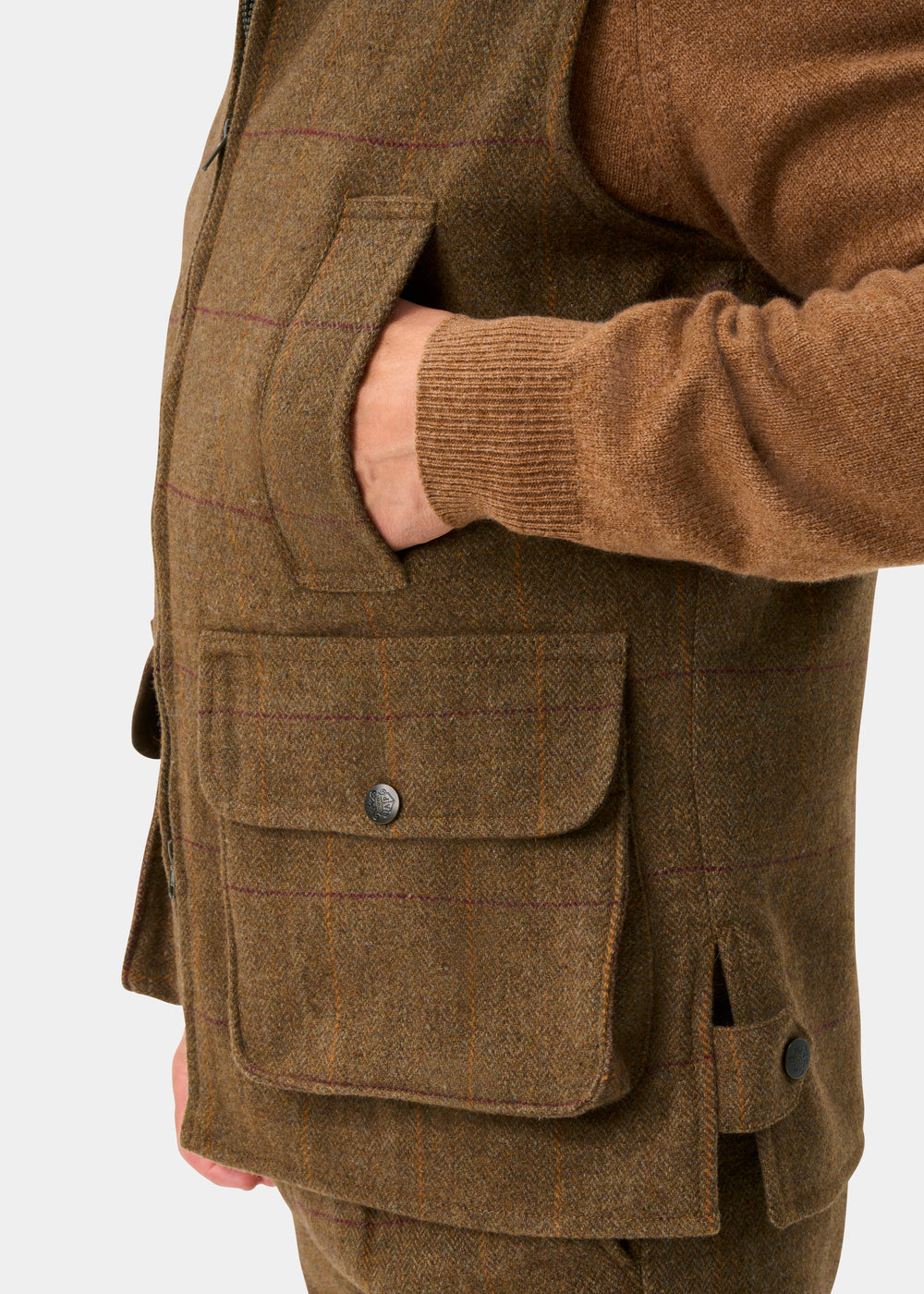 Rutland Men's Tweed Water Repellent Shooting Waistcoat in Birch -  Shooting Fit