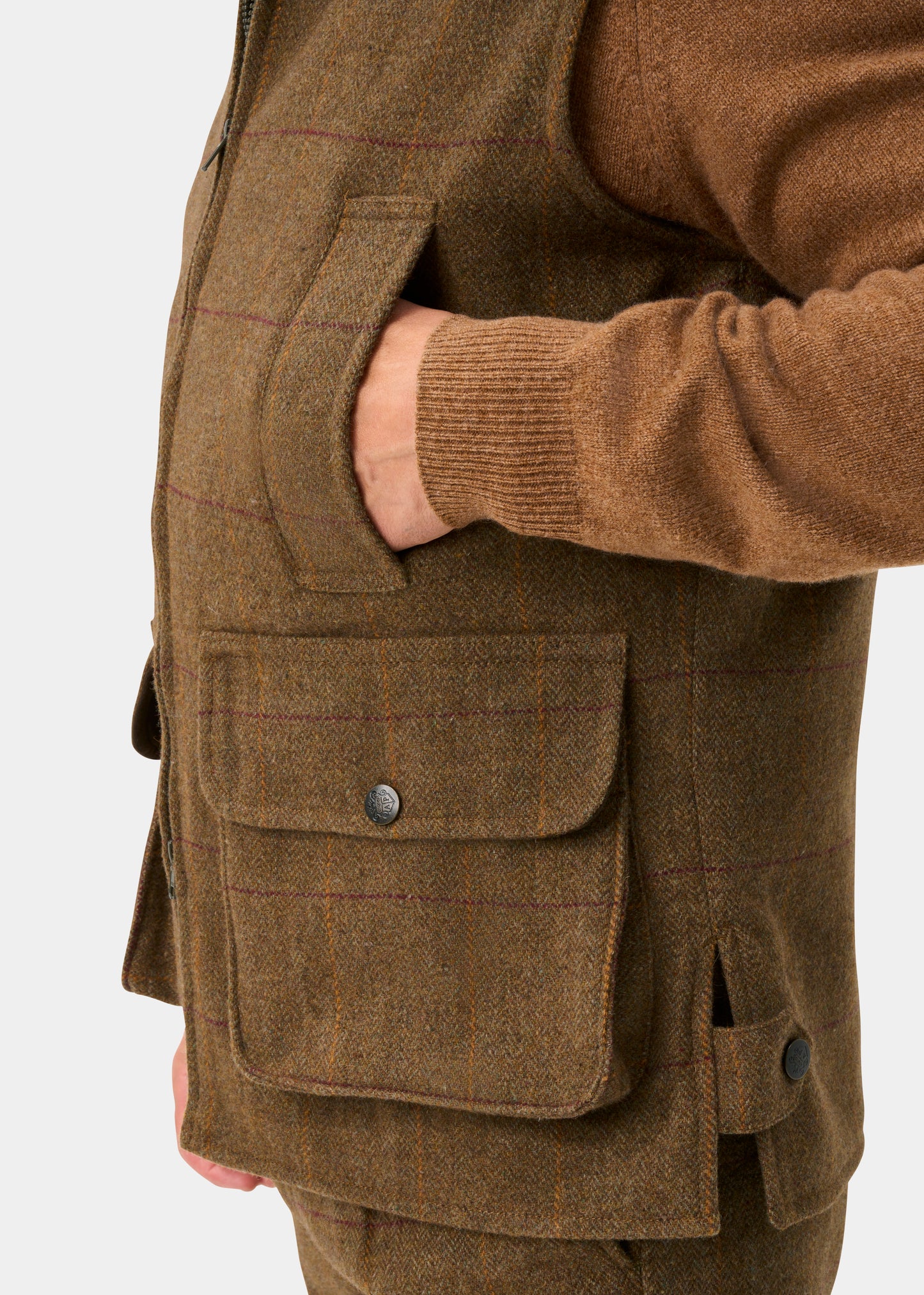 Rutland Men's Tweed Water Repellent Shooting Waistcoat in Birch -  Shooting Fit