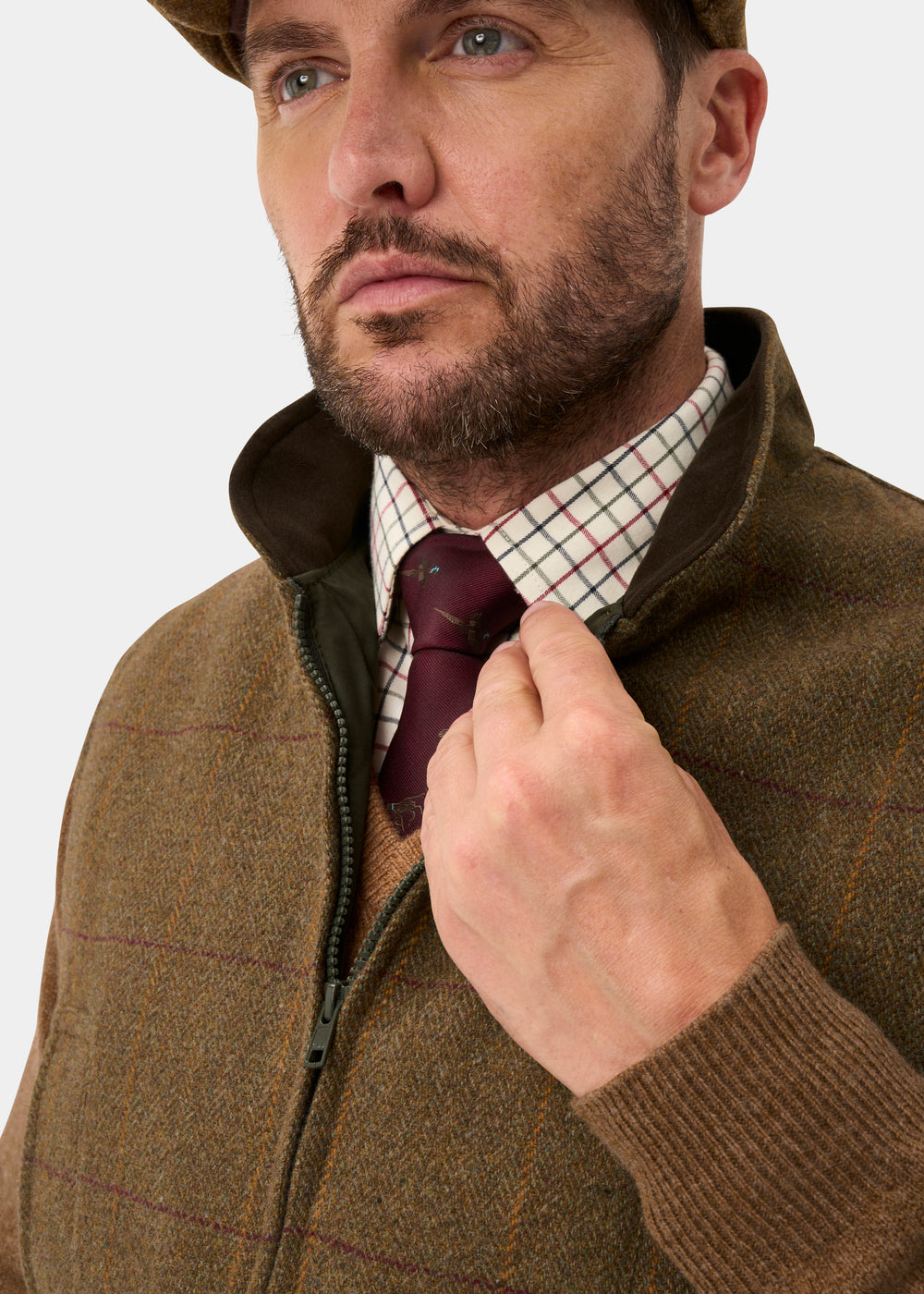 Rutland Men's Tweed Water Repellent Shooting Waistcoat in Birch -  Shooting Fit