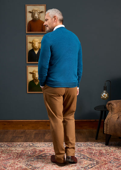 Millbreck Men's Merino Wool Jumper in Bottle Blue