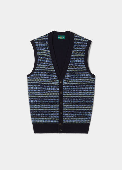 Maywick Men's Lambswool Fair Isle Waistcoat In Navy