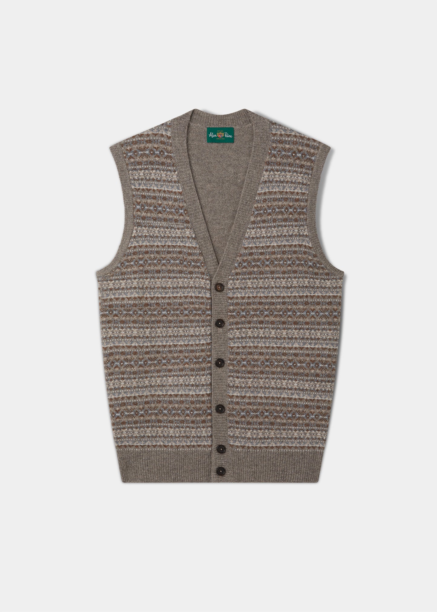 Maywick Men's Lambswool Fair Isle Waistcoat In Vole