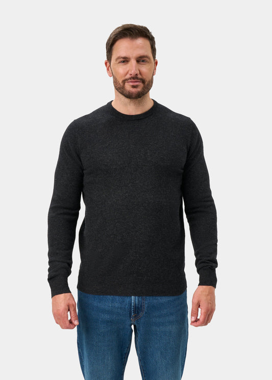 Melfort Pure Cashmere Crew Neck Jumper In Charcoal - Regular Fit