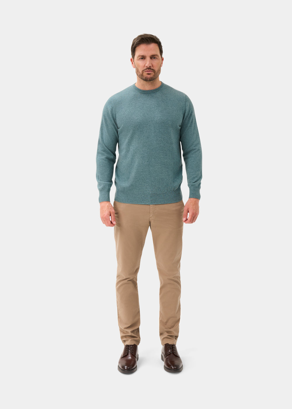 Men's Cashmere Crew Neck Jumper in Caspian