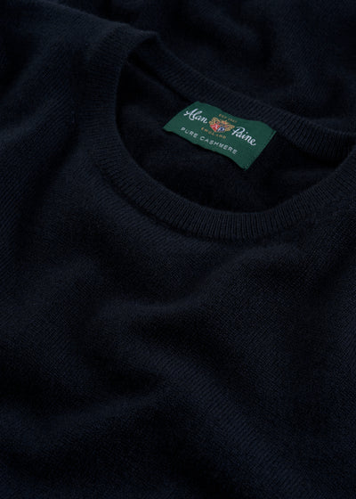 Men's Cashmere Crew Neck Jumper in Dark Navy