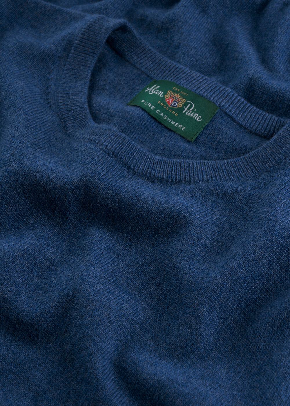 Men's Cashmere Crew Neck Jumper in Denim
