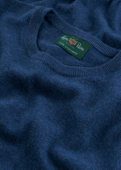 Men's Cashmere Crew Neck Jumper in Denim