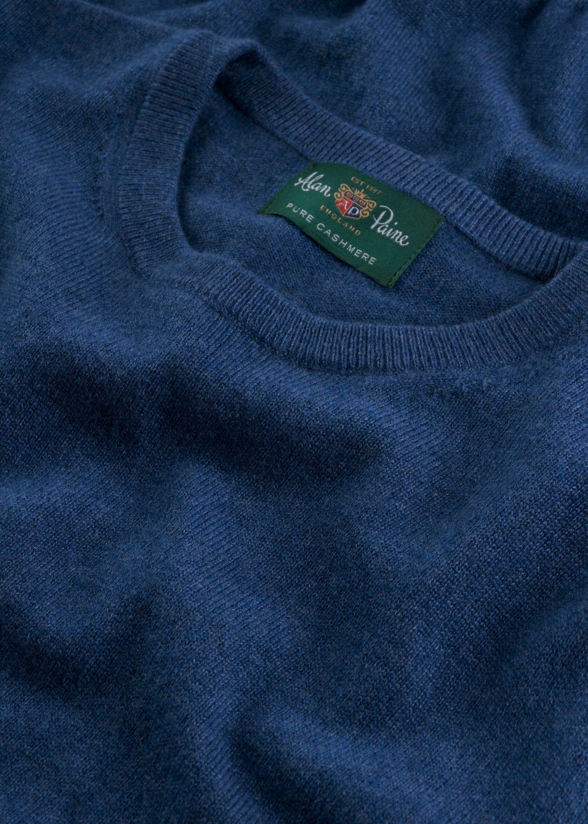 Men's Cashmere Crew Neck Jumper in Denim