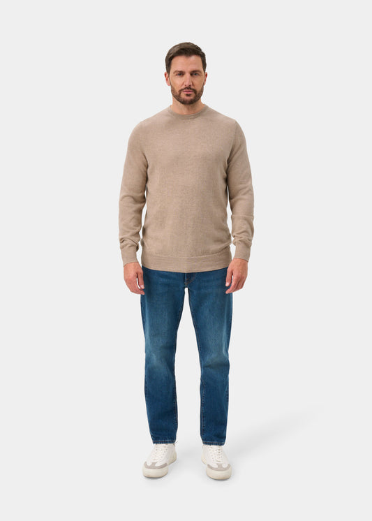 Melfort Pure Cashmere Crew Neck Jumper In Linen - Regular Fit