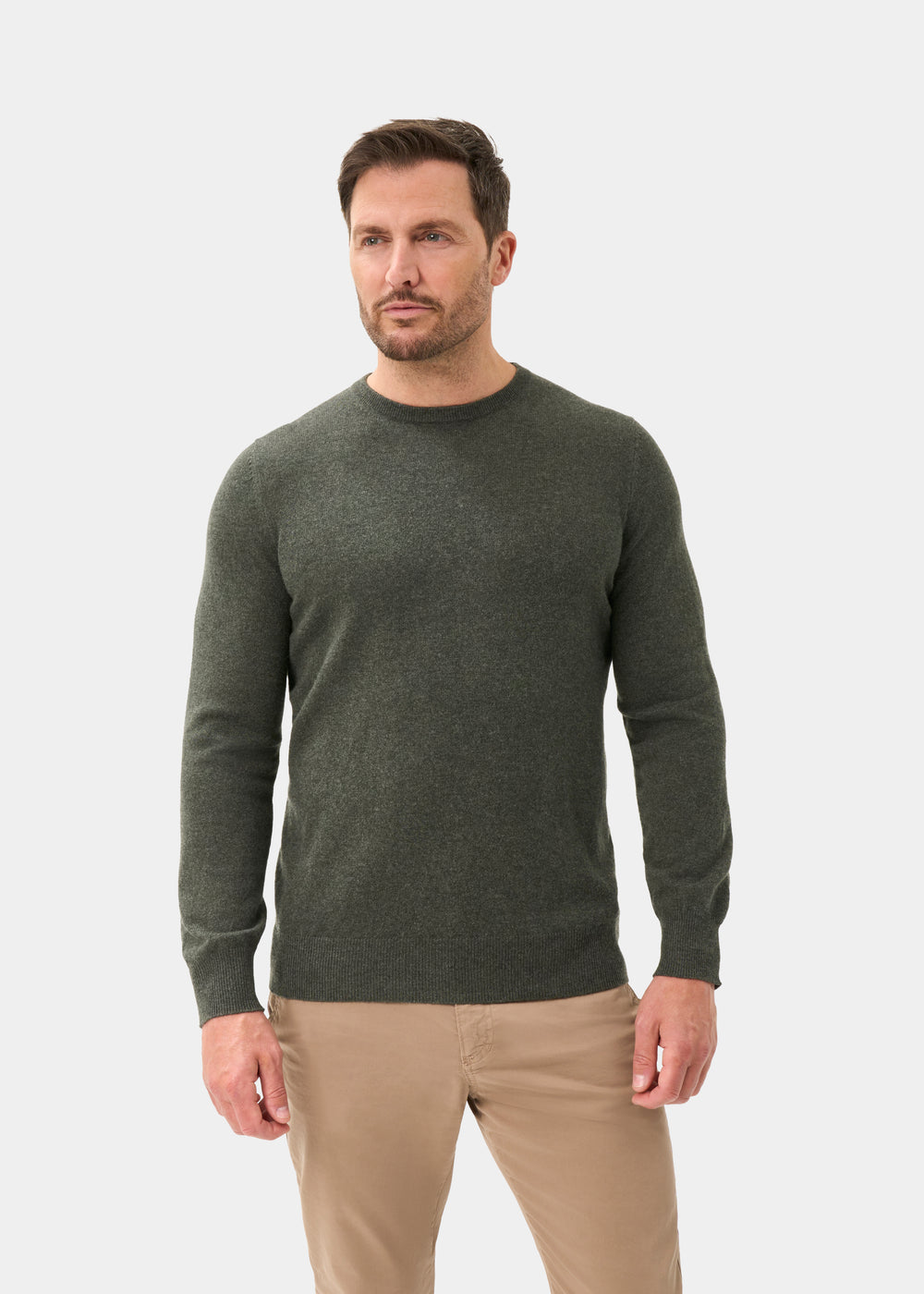 Men's Cashmere Crew Neck Jumper in Rosemary