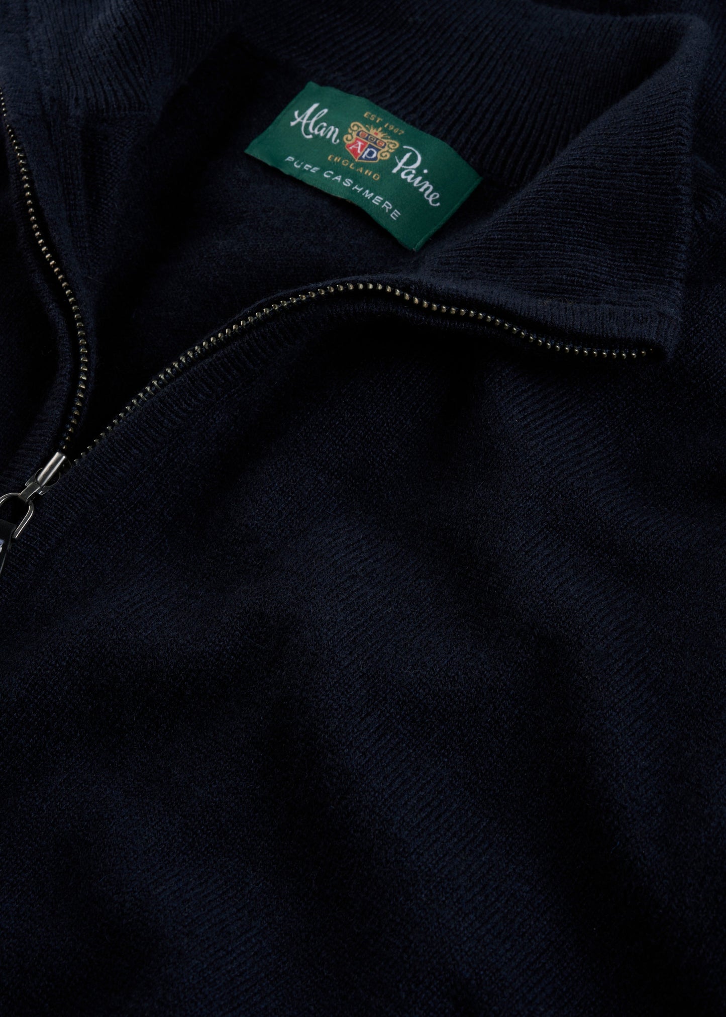 Men's Cashmere Quarter Zip Neck Jumper in Dark Navy